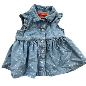 Joe Fresh Denim Blue Baby Dress with White Dots